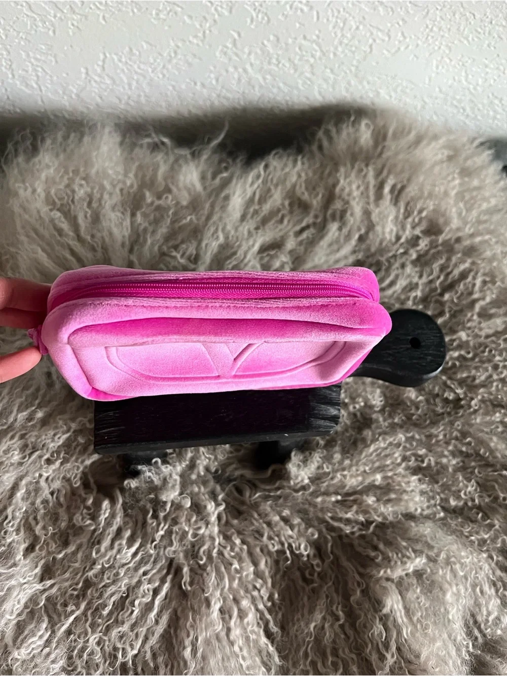 Valentino Hot Pink Velvet Jewelry Case with Embossed V